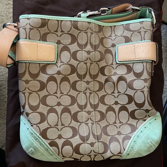 Coach “C” signature bag. Brown and mint green. - Picture 2 of 5